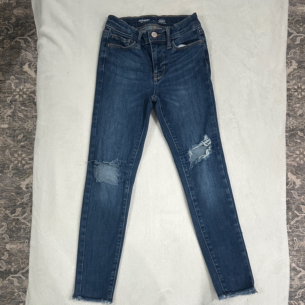 Old Navy Dark Blue Distressed Skinny Jeans